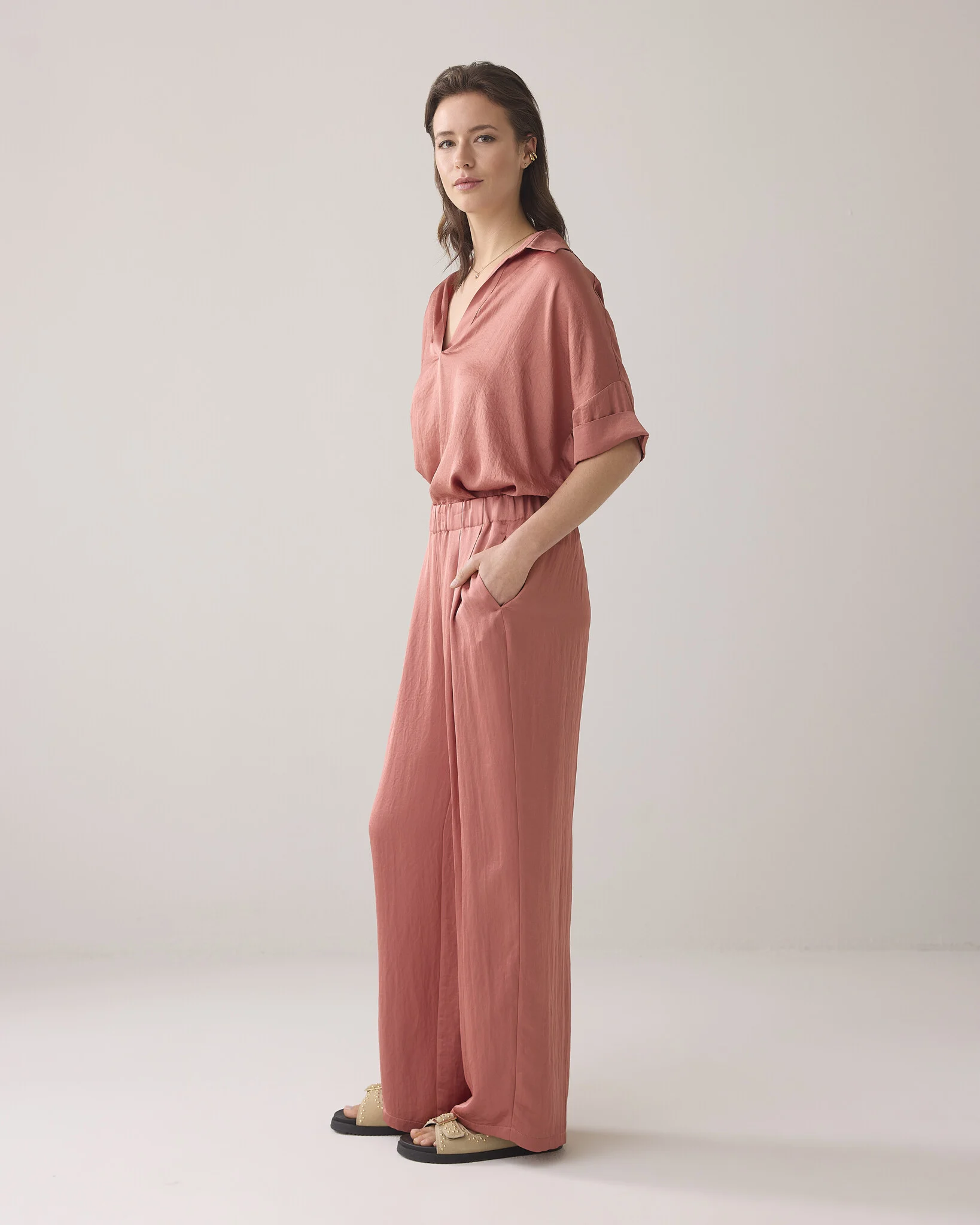 Summum 4s2751-12084 505 trousers heavy silky touch sephiablush
