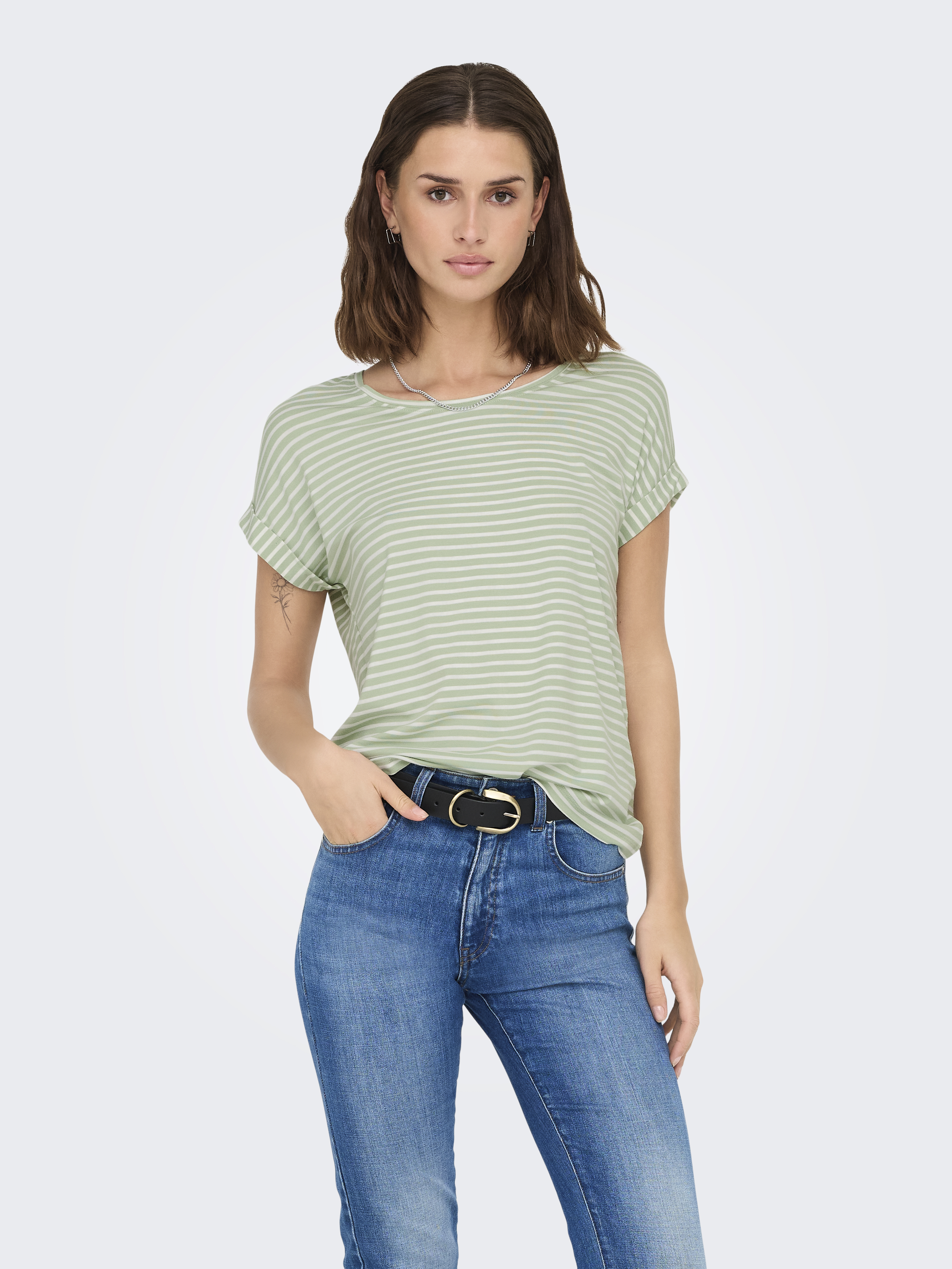 Only Onlmoster stripe s/s o-neck top jrs