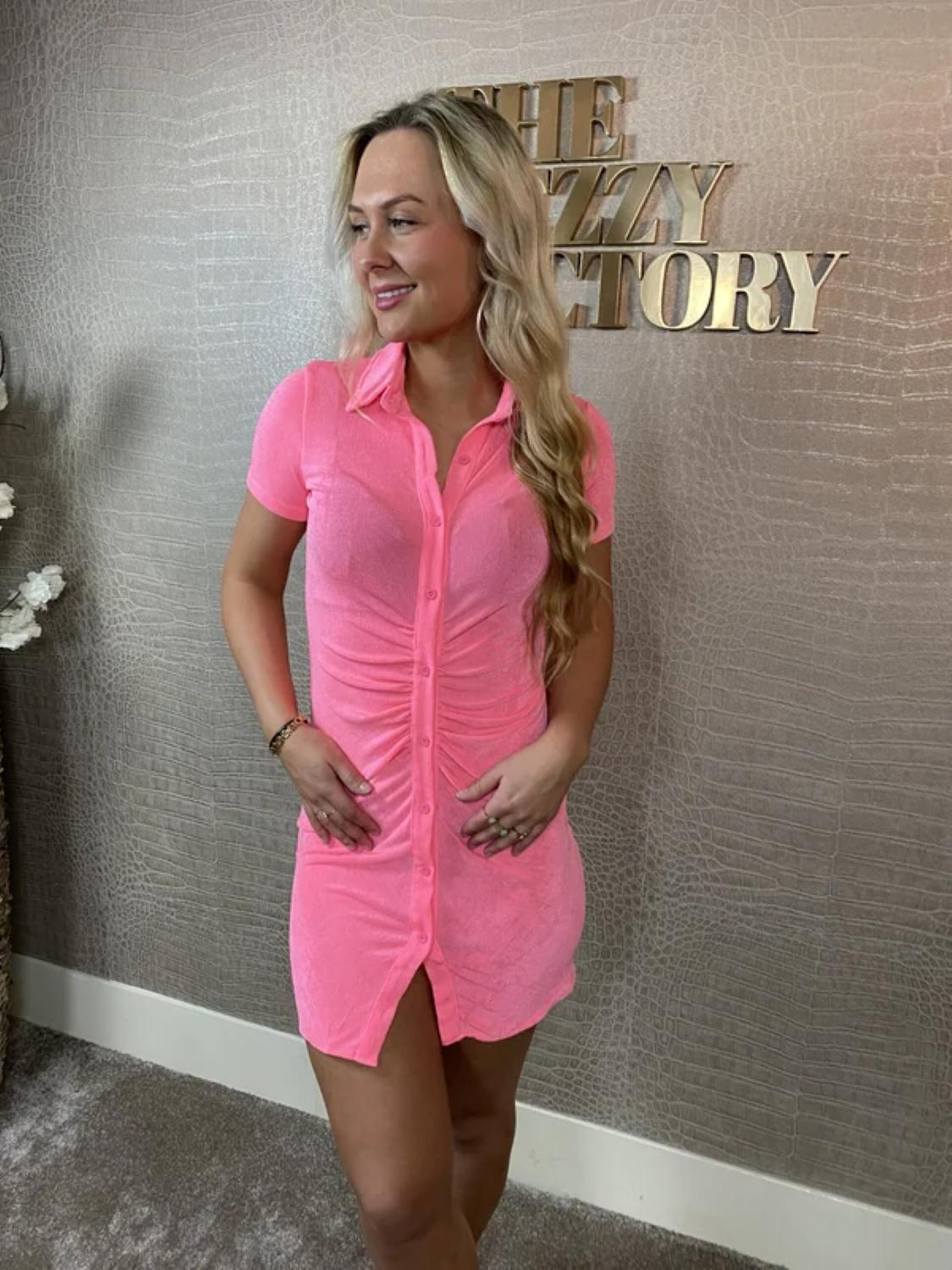 The Dezzy Factory Blouse dress | neon pink