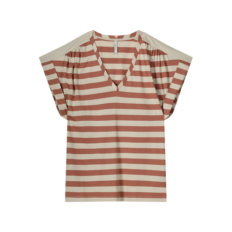 Summum V- neck top cotton modal stripe jersey 3s5086-30682