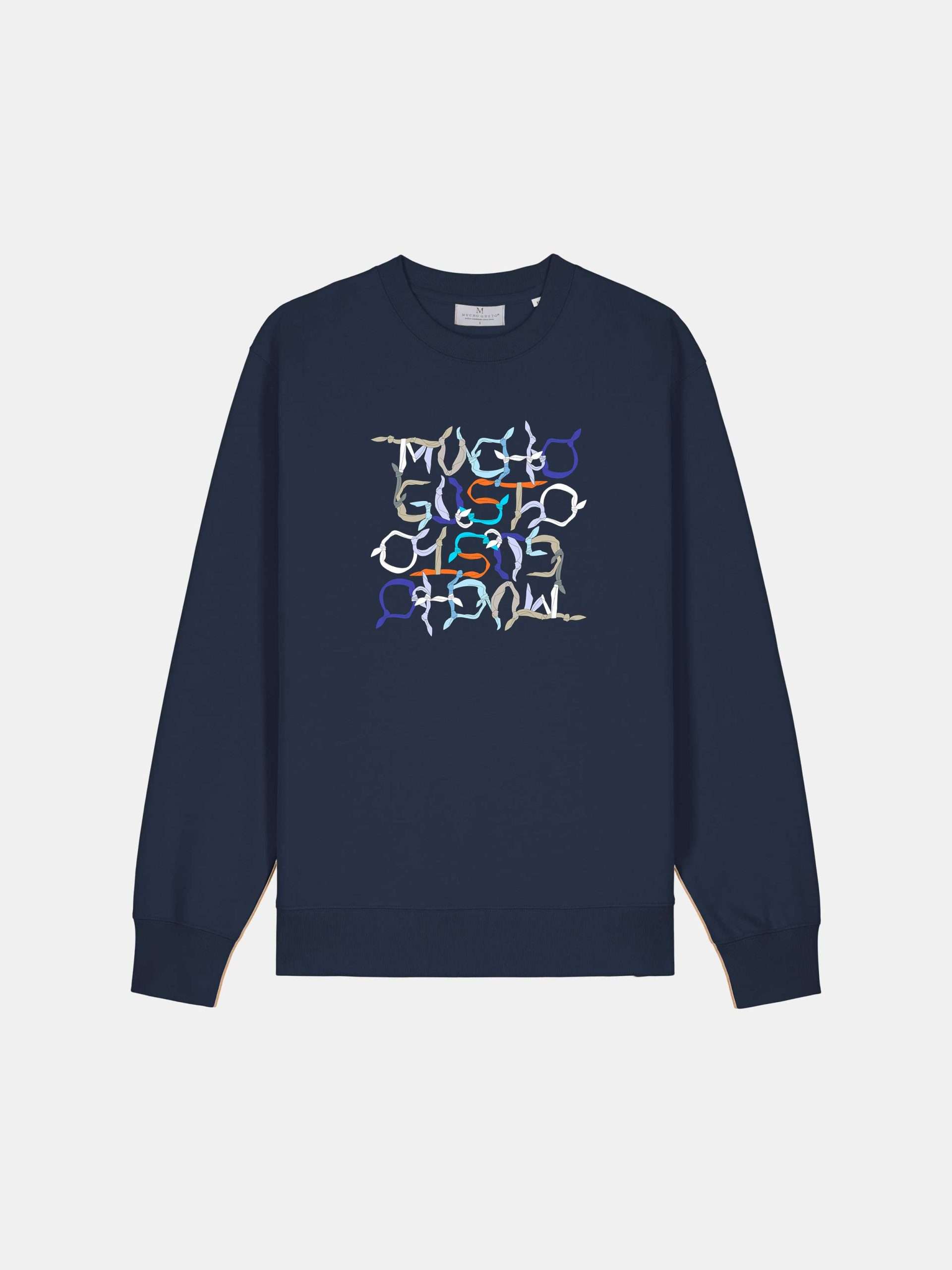 Mucho Gusto ® amsterdam trui blauw met sjaal illustraties