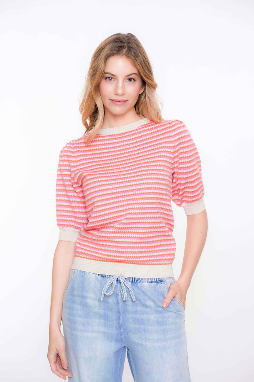 Geisha Pullover stripes short sleeves dessin