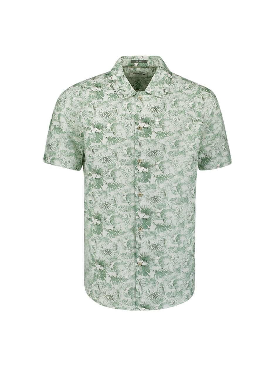 No Excess Shirt short sleeve allover printed with linen dessin