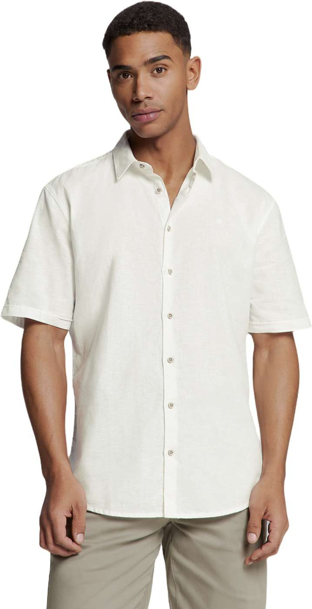No Excess Shirt short sleeve solid h linen white