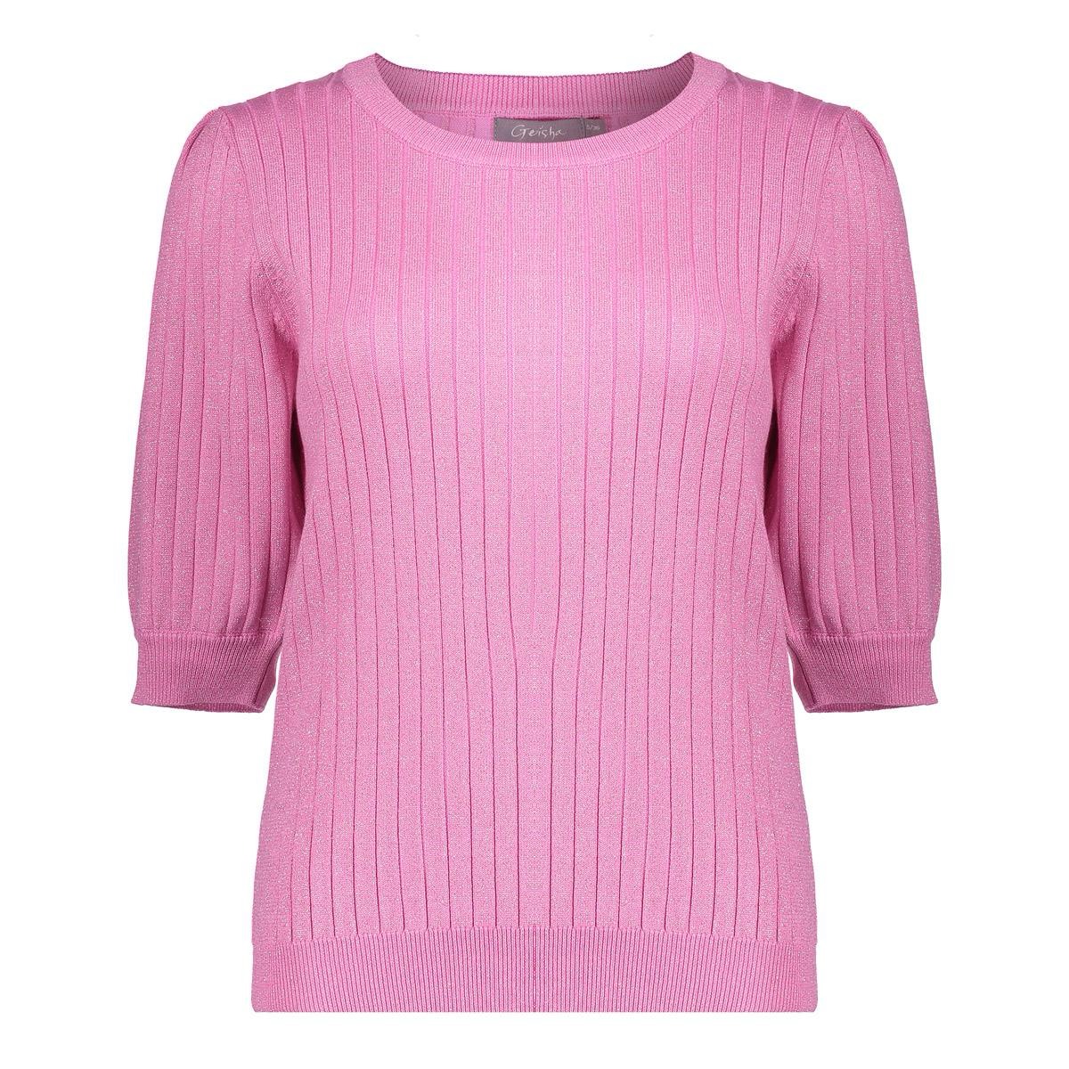 Geisha Pullover rib short sleeves lurex pink