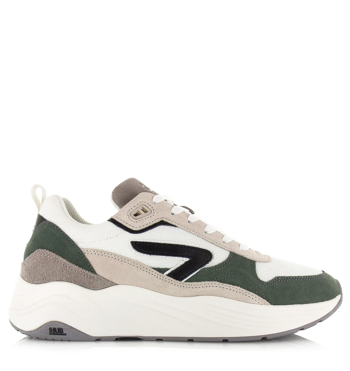 Hub  glide white/black/sage green/grey lage sneakers heren