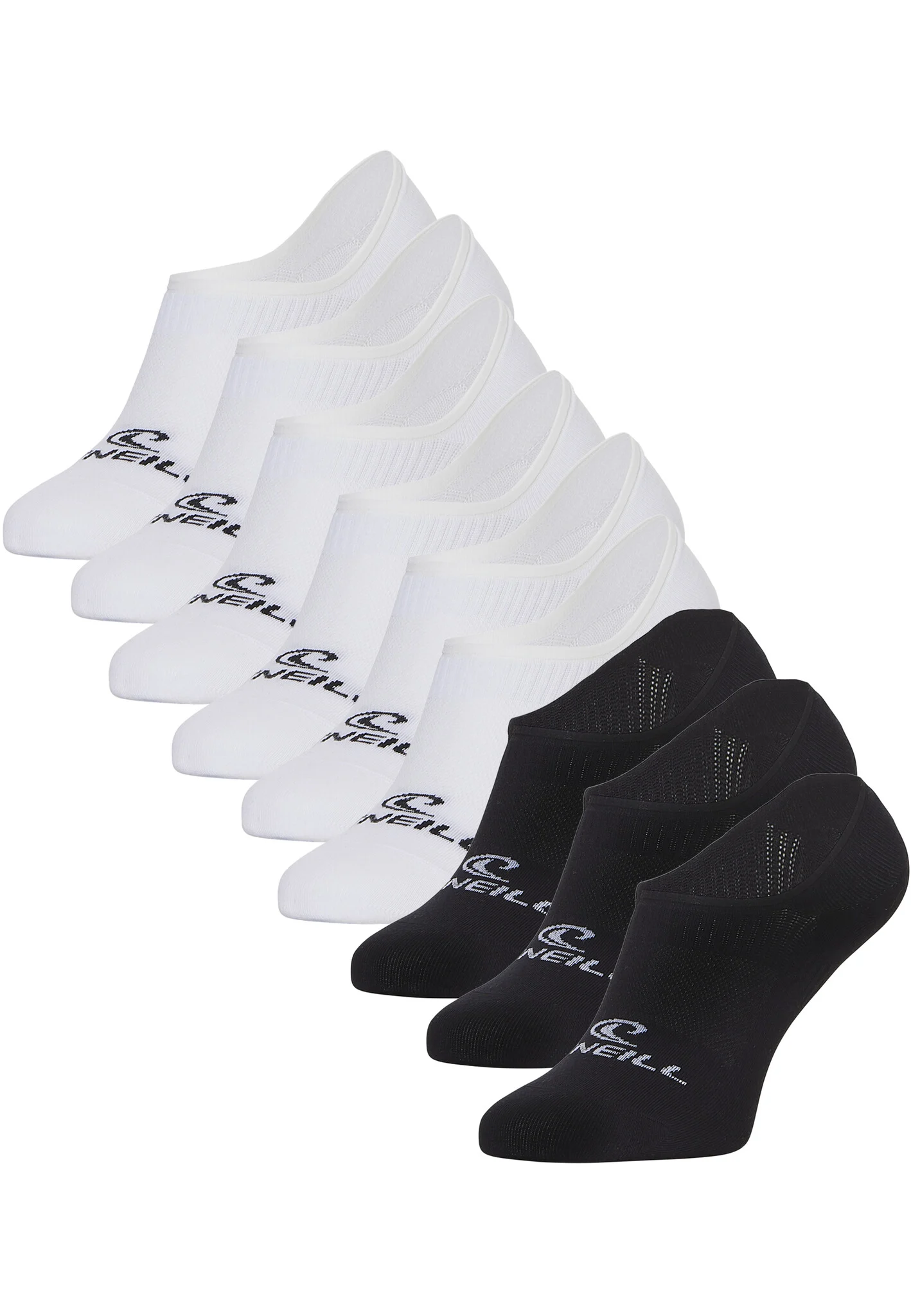O'Neill Heren / dames footies sokken no show 9-pack wit/zwart