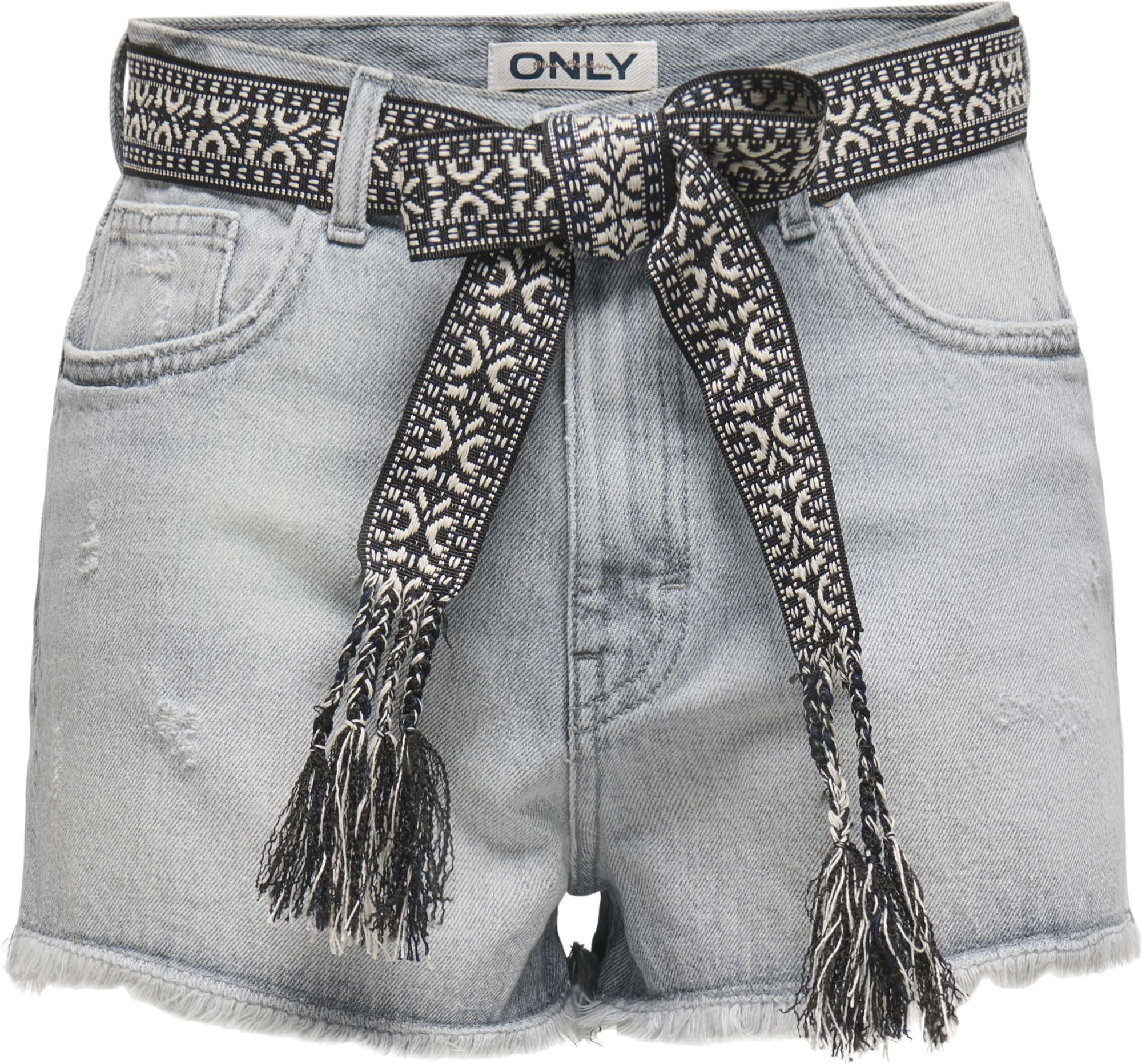 Only Onlrobyn ex hw st vintage dnm shorts light grey de