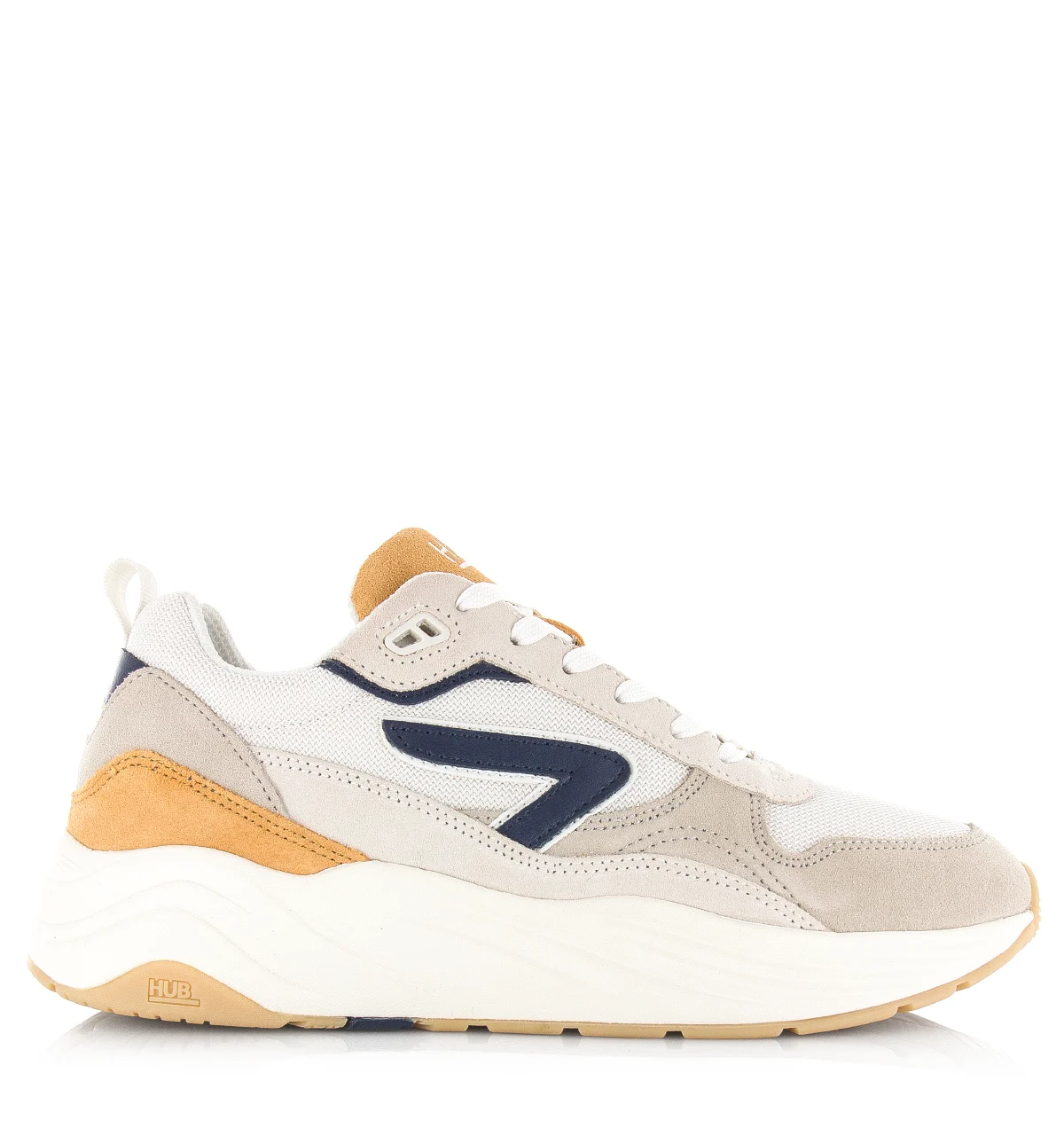 Hub  glide off white/navy/oak/white lage sneakers heren