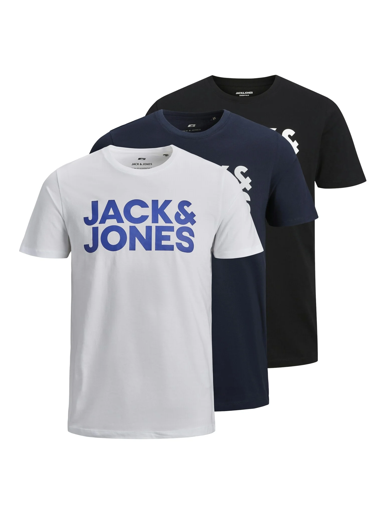 Jack & Jones Heren t-shirt jjecorp slim fit logo 3-pack
