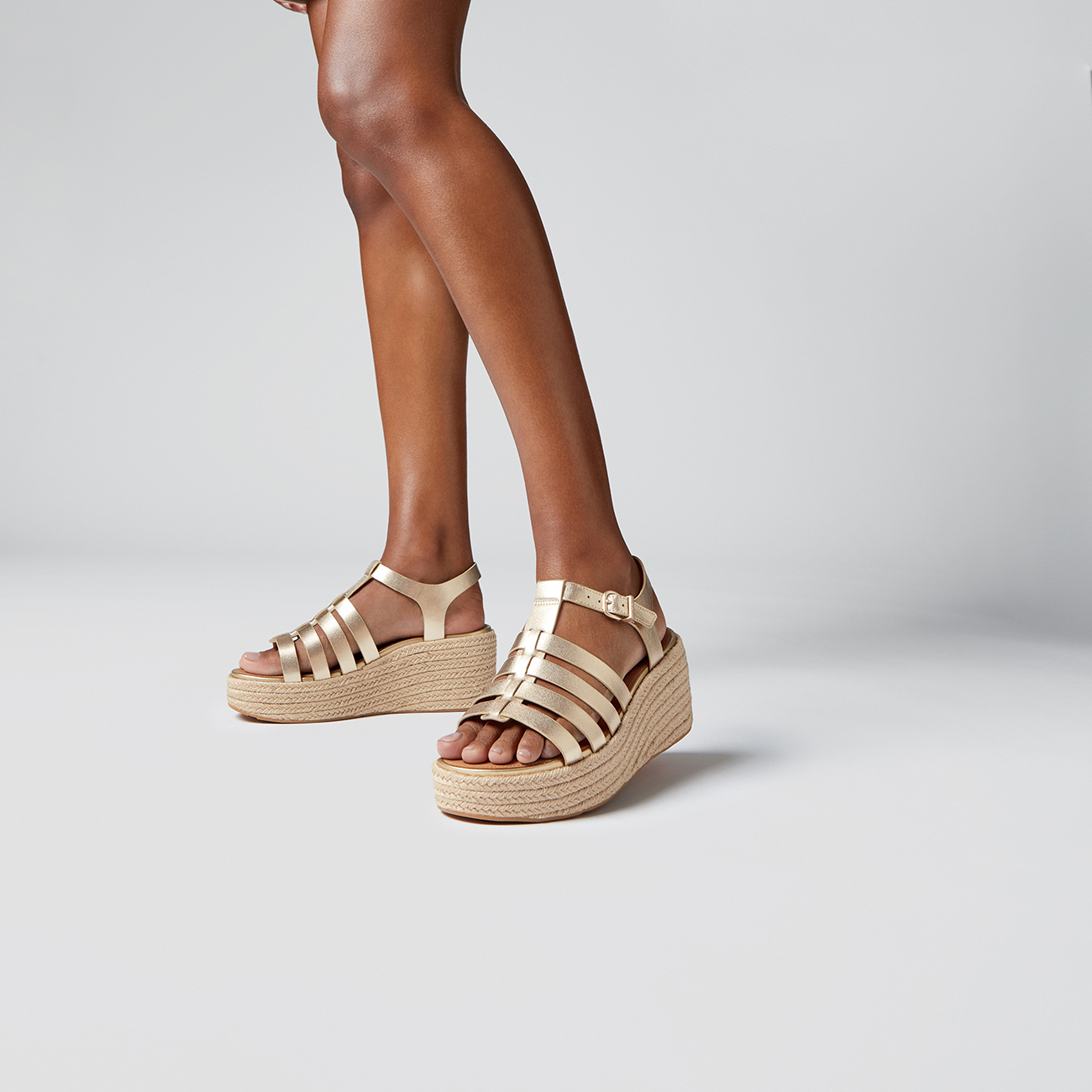 FitFlop Platfforms espadr. leather fisherman wedge sandals