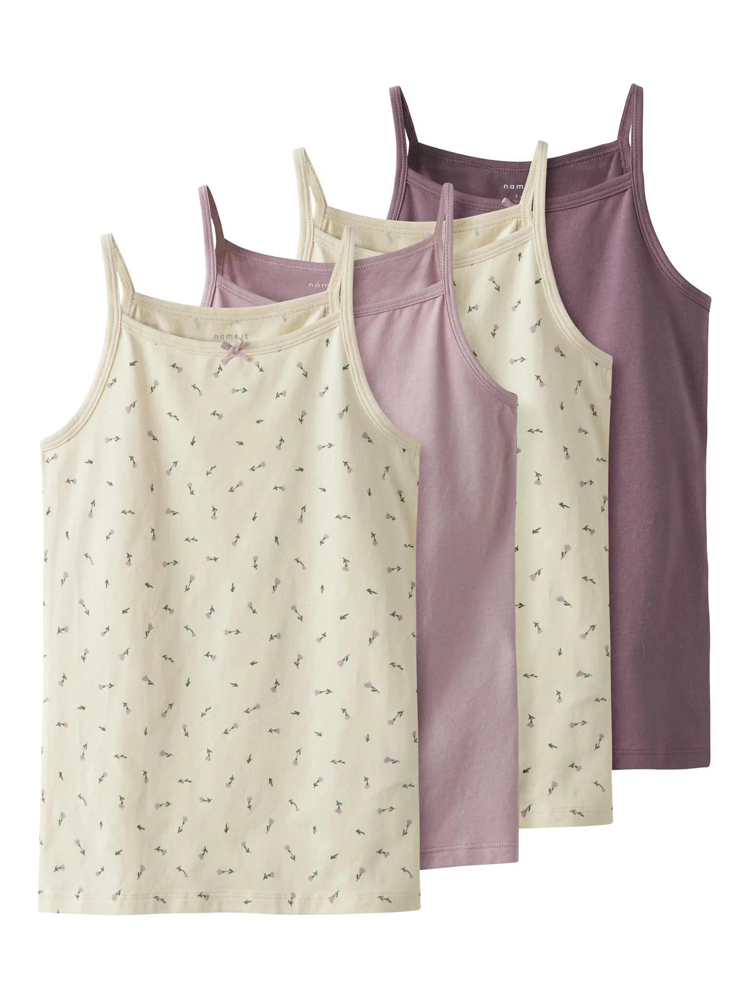 Name It Meisjes hemd top nkfstrap 4-pack effen/print multicolor