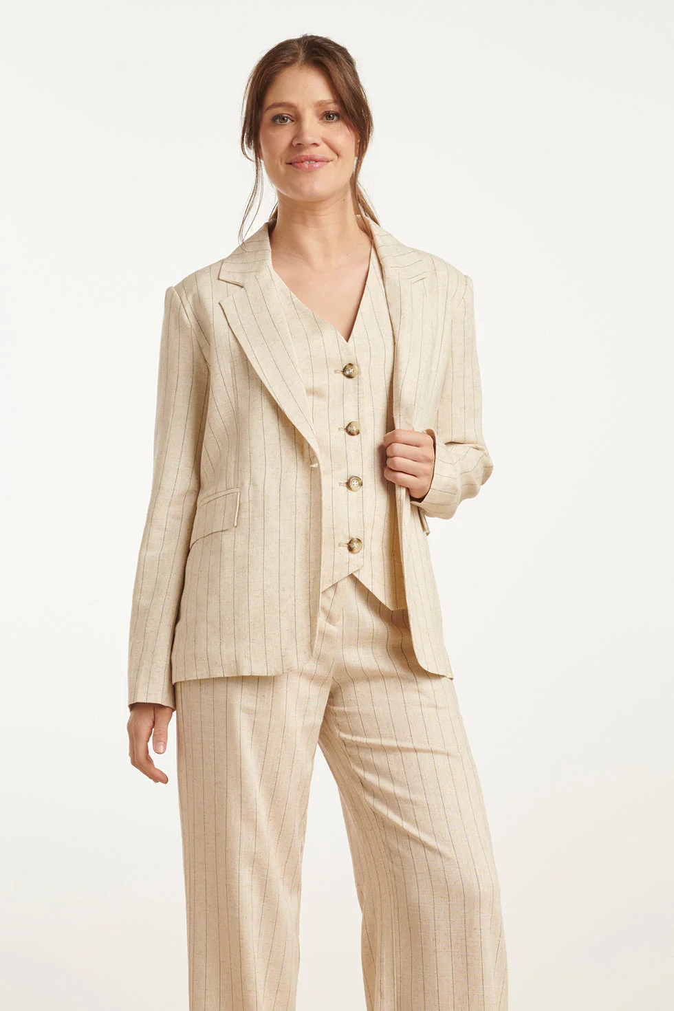 Smashed Lemon 25126 pinstriped linen blazer |