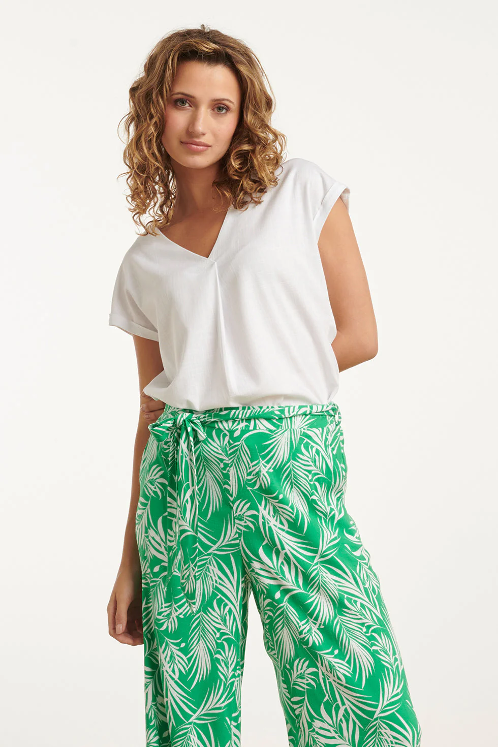 Smashed Lemon 25148 te linnen top met v-hals |