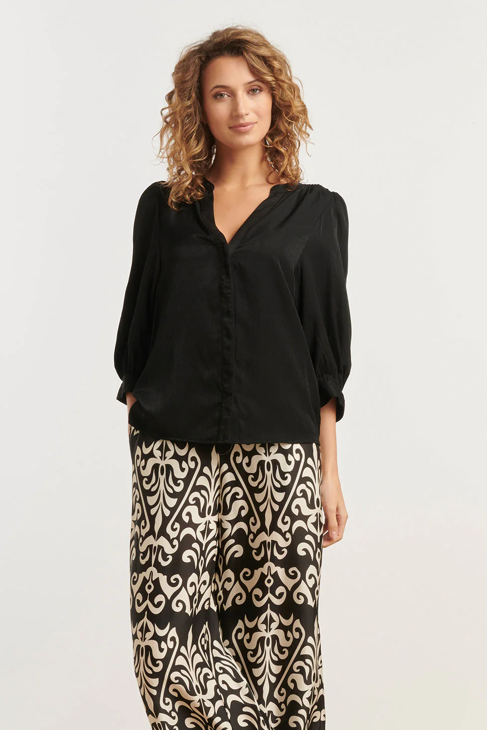 Smashed Lemon 25142 e rayon satijnen blouse |