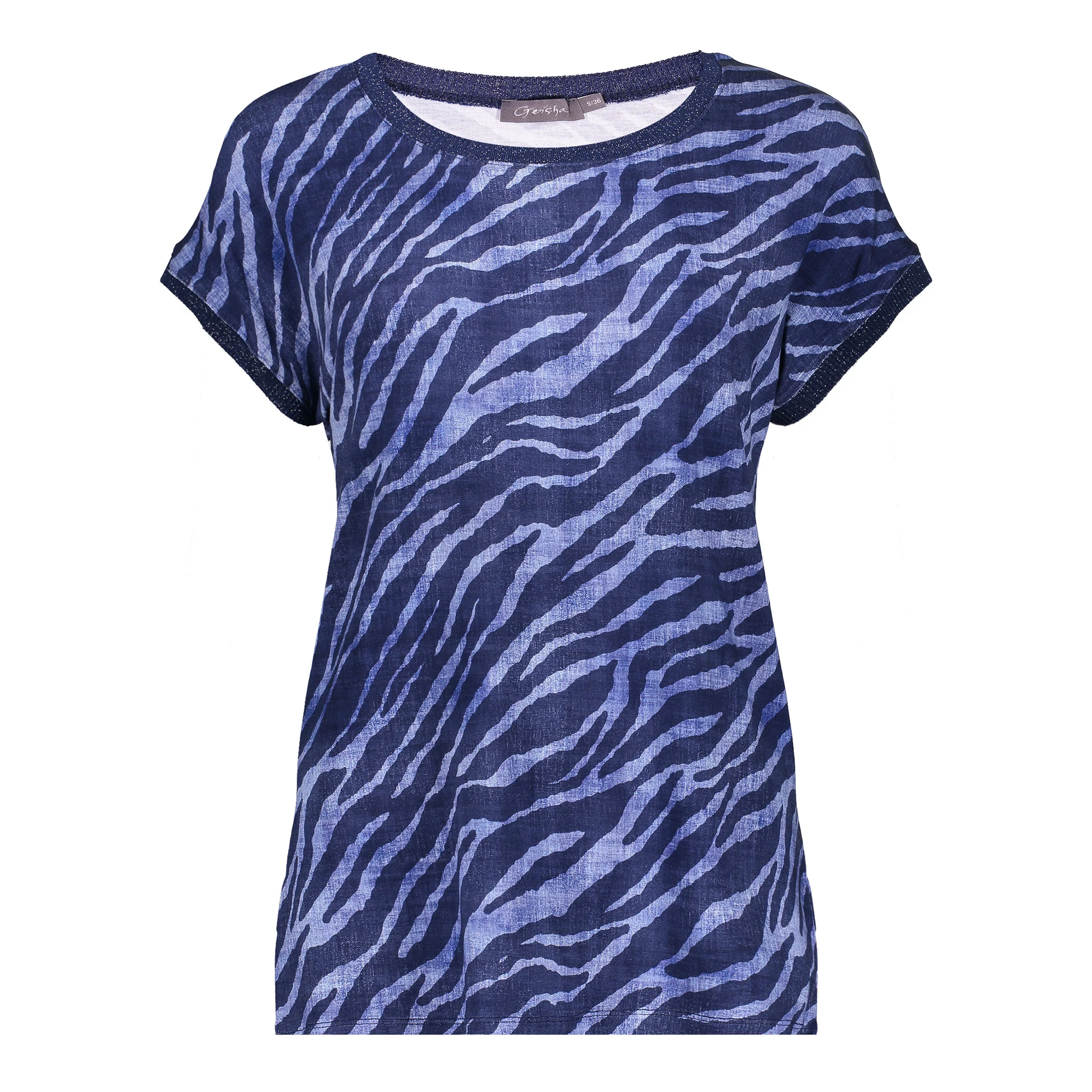 Geisha 52135-60 sarah 625 t-shirt fancy rib aop pr.03-25-1 blue/blue
