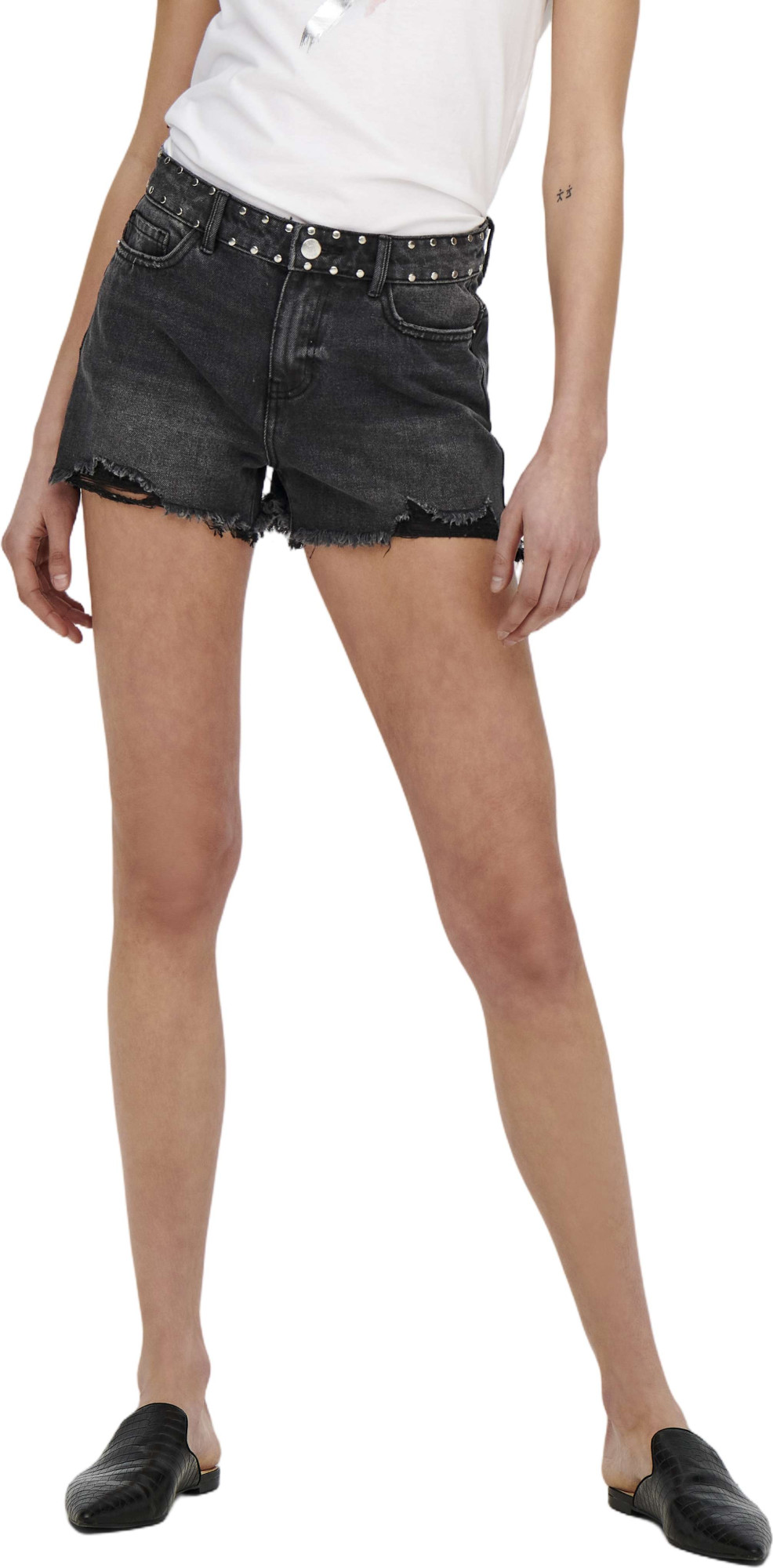 Only Onlpacy hw studded dnm shorts bj black denim