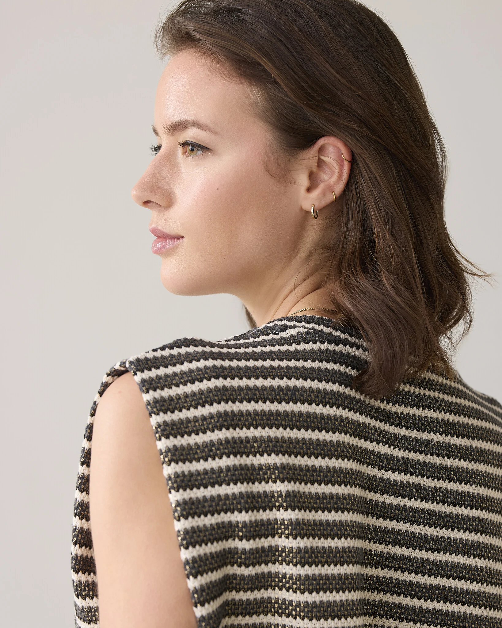 Summum 3s5148-30697 985 sleeveless top knitted stripe coated black-ivory