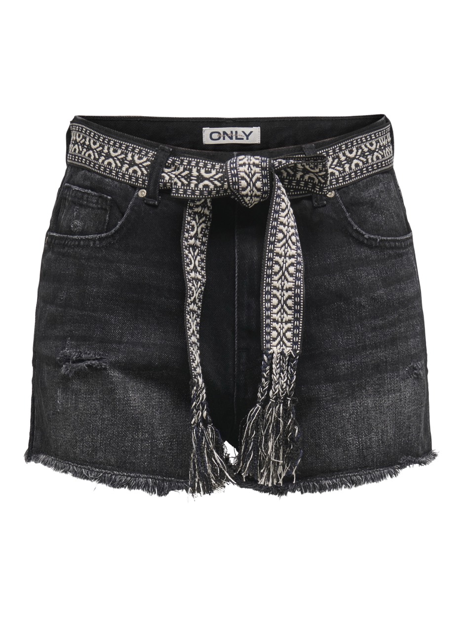 Only Onlrobyn ex hw st vintage dnm short black denim