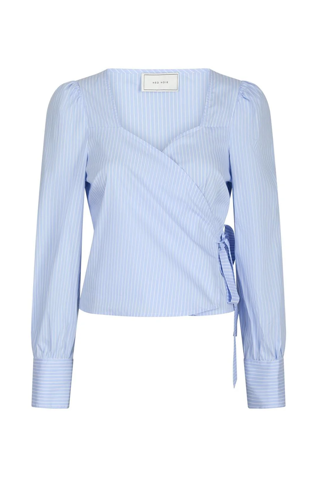 Neo Noir isabel stripe wrap blouse 163129 145 light blue