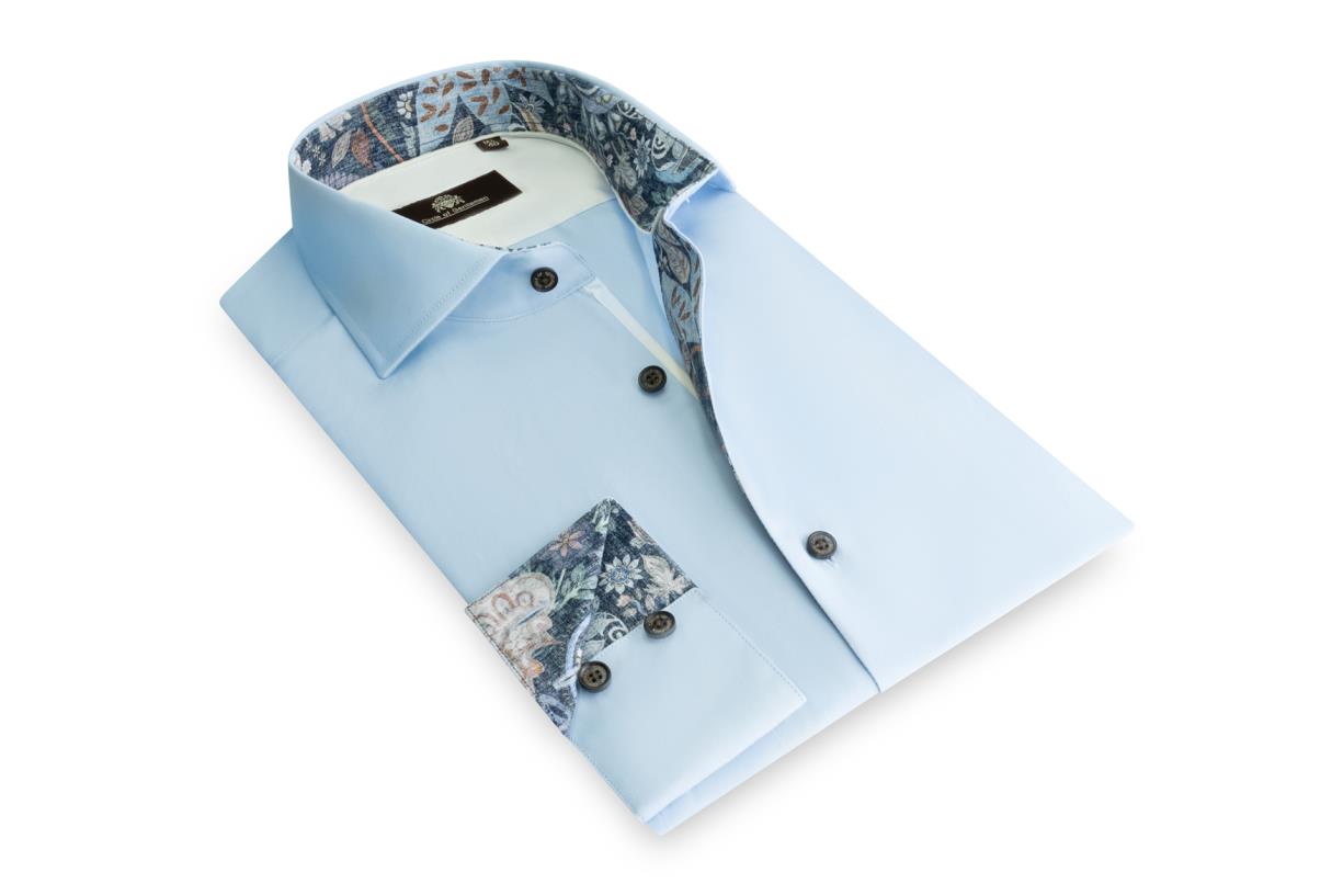 Circle of Gentlemen Merlijn effen overhemd met contrast details 100% co