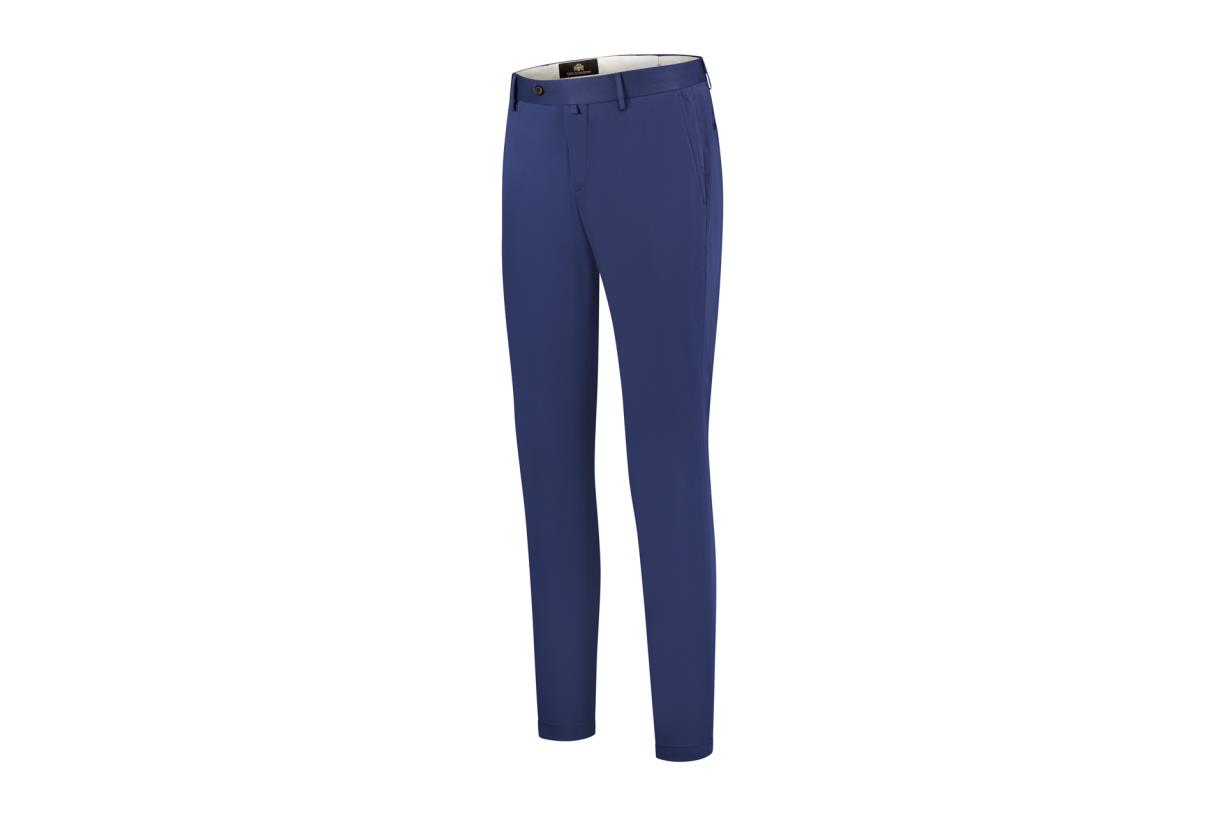 Circle of Gentlemen Napels flat front comfortable chinos met stretch donker blauw