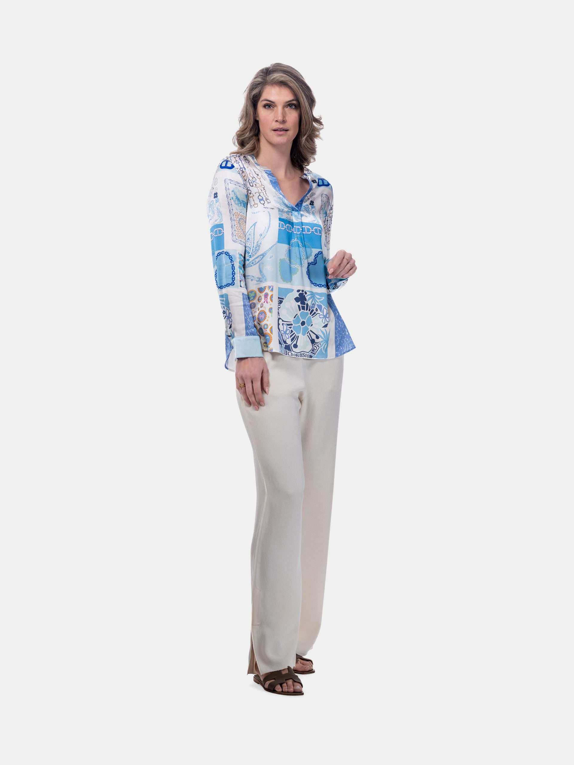 Mucho Gusto ® blouse grazie blauw hart elegantie