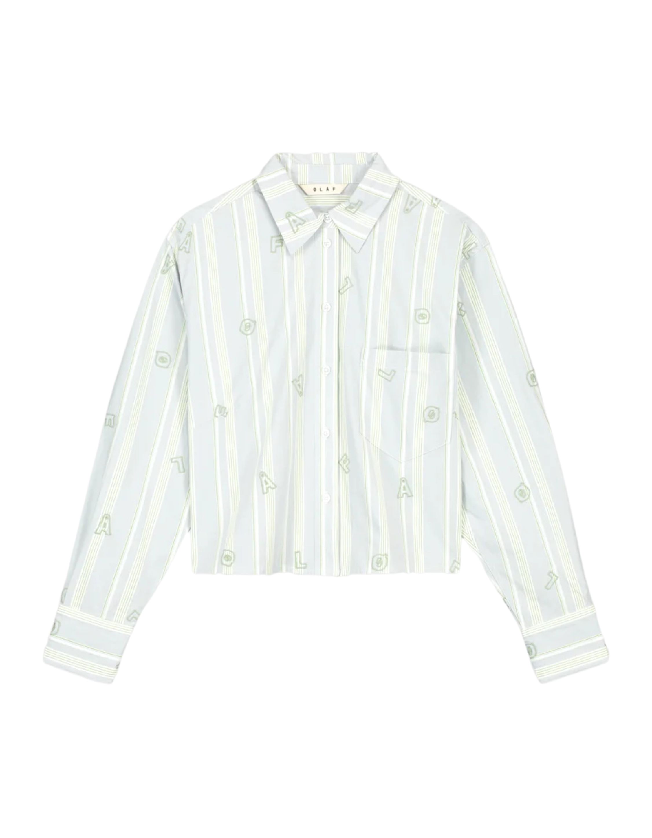 Olaf Hussein Embro logo stripe cropped shirt ls blouses w200308