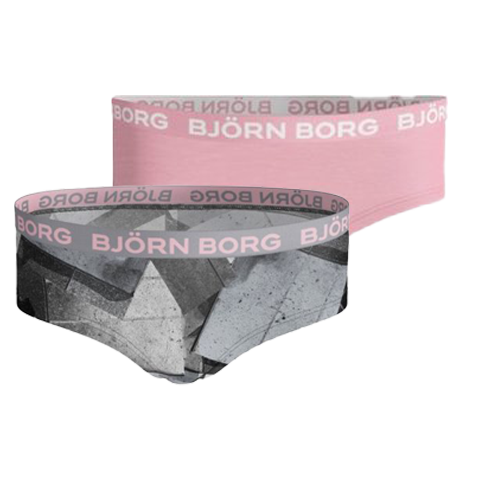Björn Borg Björn borg meisjes hipster 2-pack – zacht katoen – roze & grijze geo