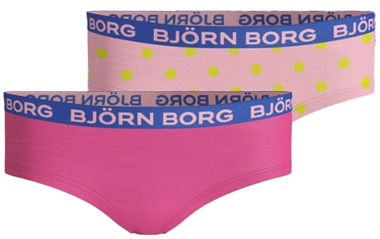 Björn Borg Björn borg meisjes hipster 2-pack – zacht katoen – roze & gele stippen