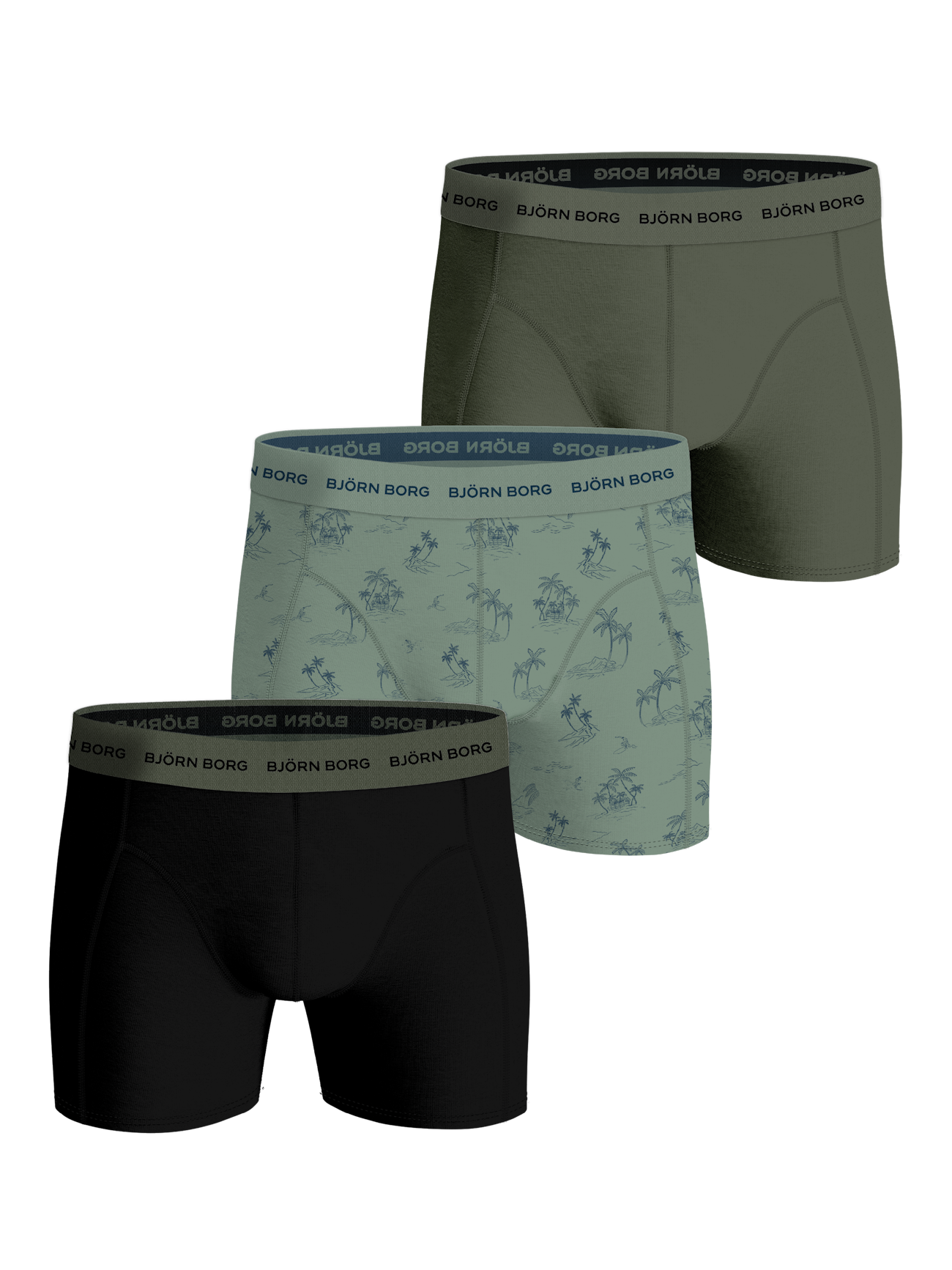 Björn Borg Björn borg heren boxershorts 3-pack – zwart, & palmboomprint