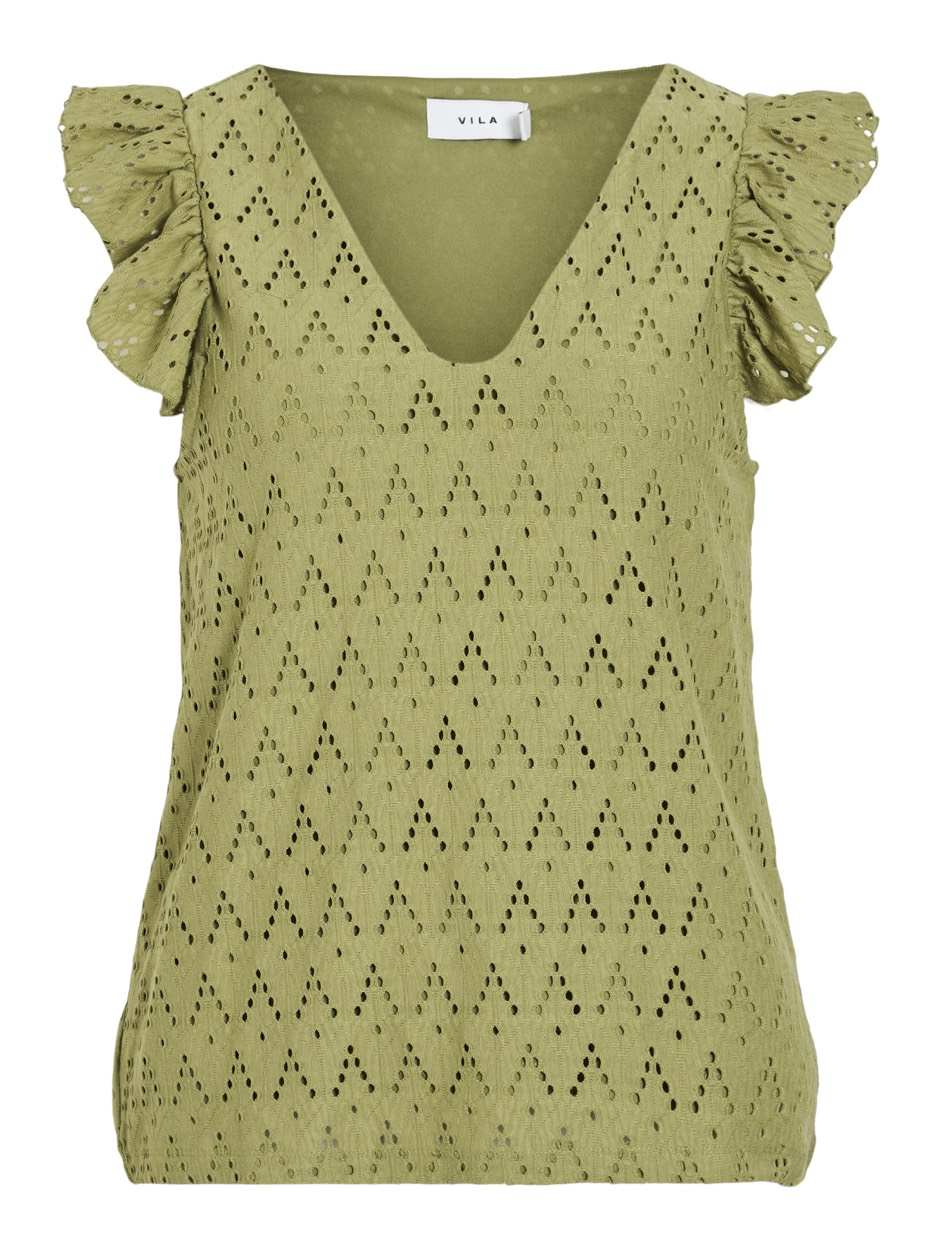 Vila Viamalina v-neck cs toppb olijf