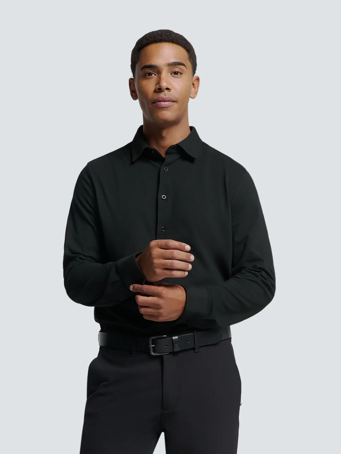No Excess Heren jersey pique overhemd n4186 020 black