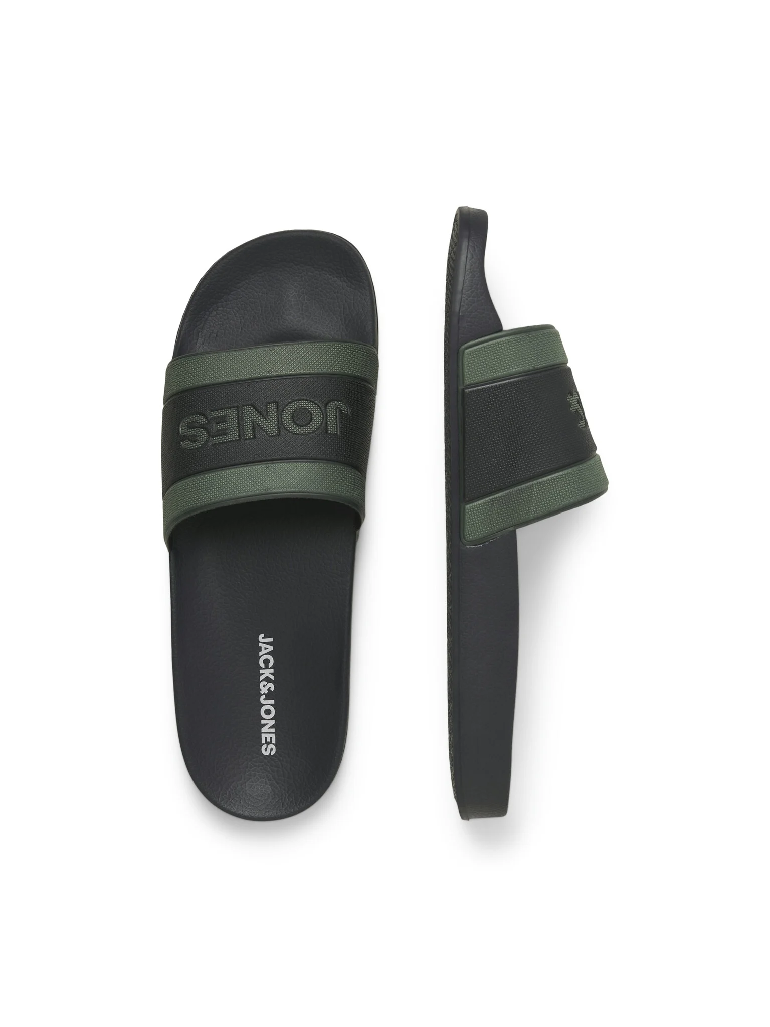 Jack & Jones Heren badslippers jfwjarred antraciet/donkergroen
