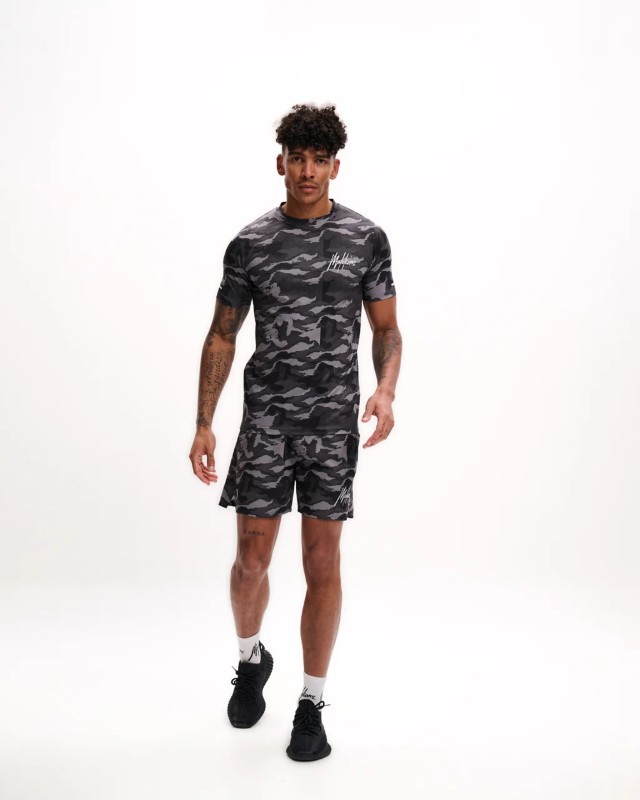 Malelions Sport camo t-shirt black/grey ms2-ss25-13-927