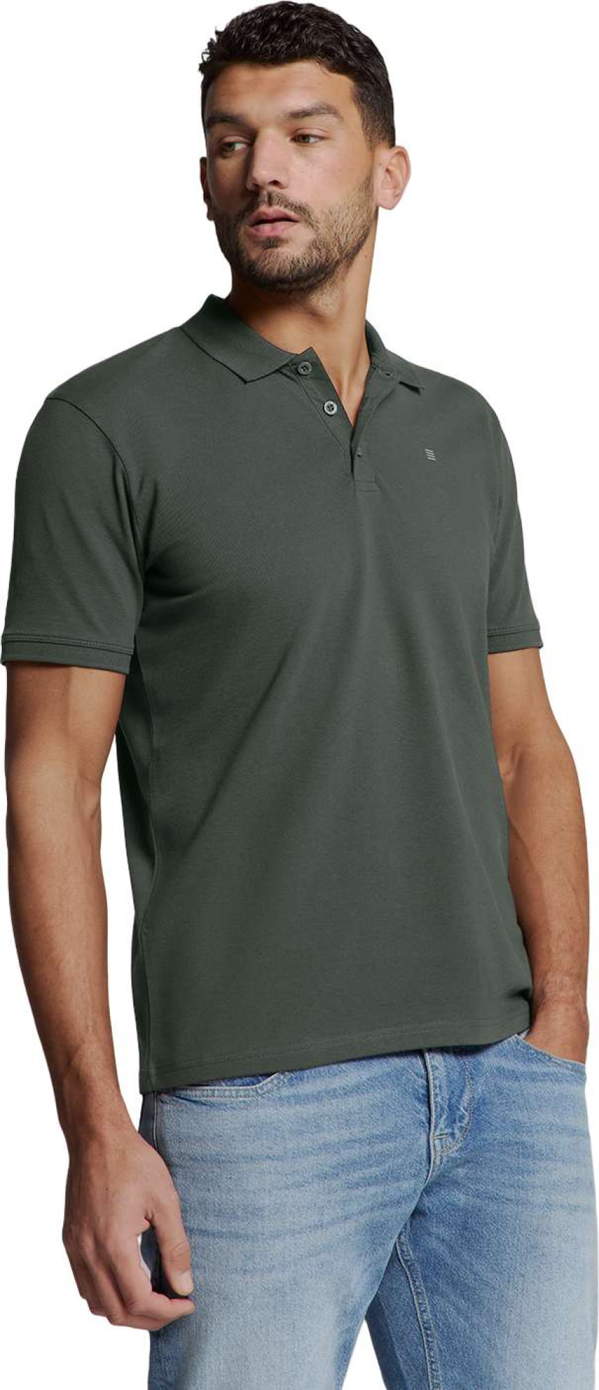 No Excess Polo pique solid stretch dark steel