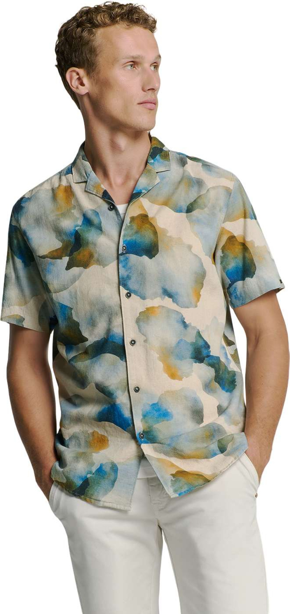 No Excess Shirt short sleeve revers collar al blue