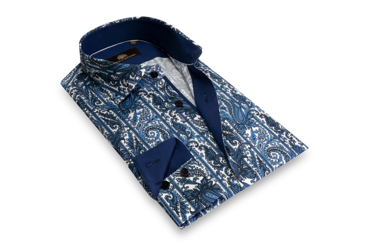Circle of Gentlemen Johan allover print overhemd in stretch kwaliteit