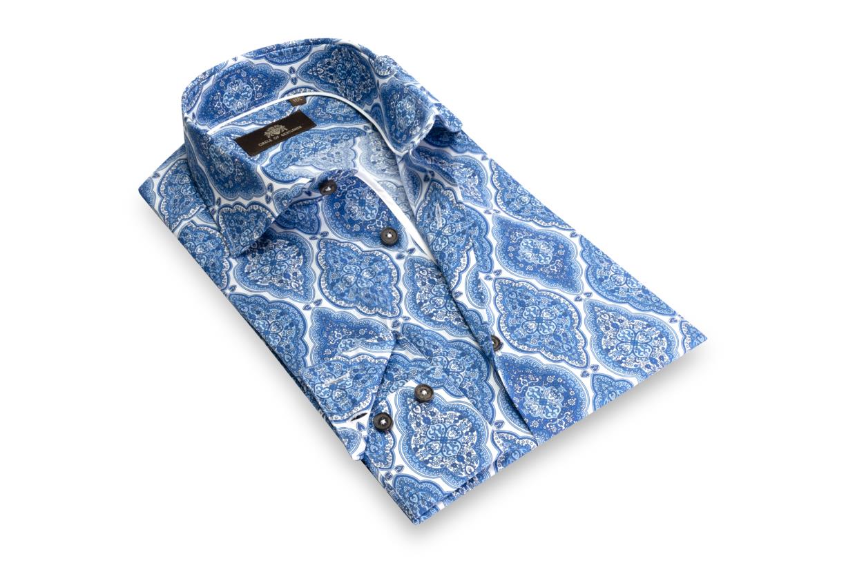 Circle of Gentlemen Klaus allover print overhemd met contrastdetails 100% co