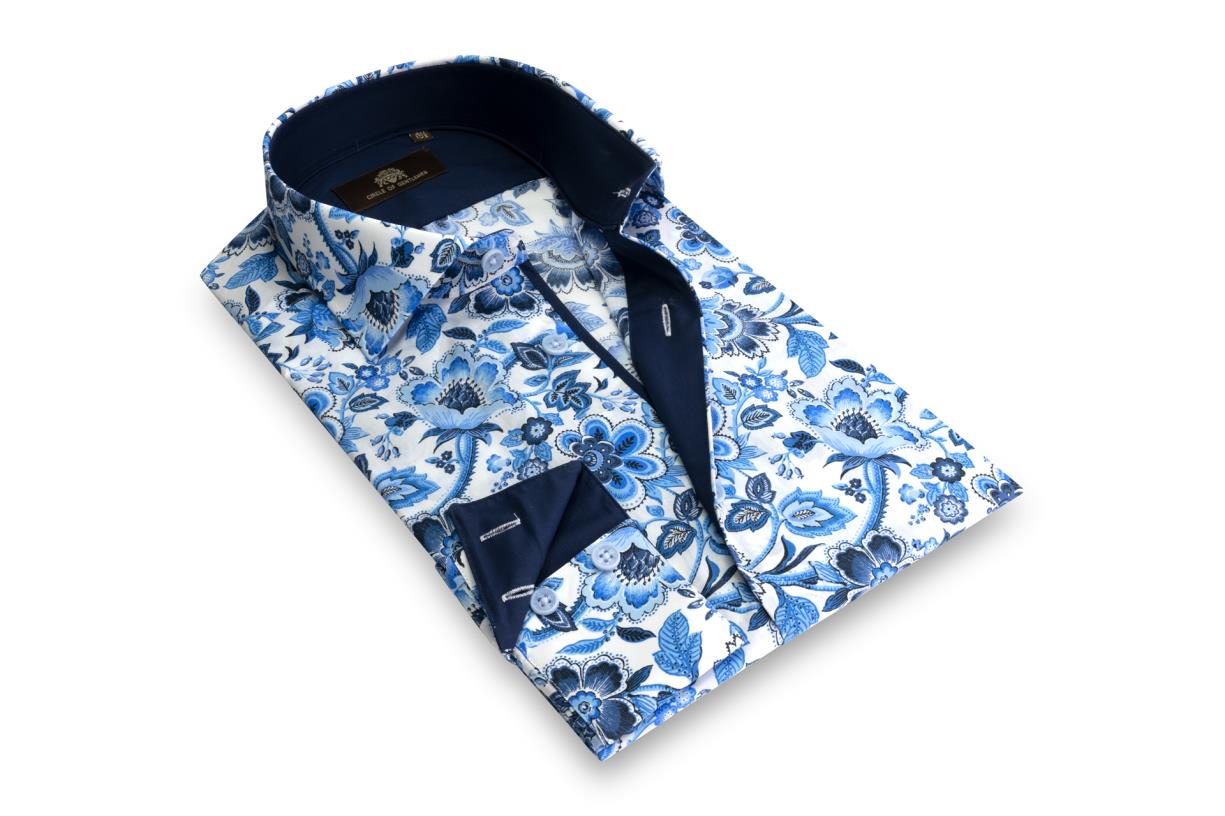 Circle of Gentlemen Konrad allover print overhemd met contrastdetails 100% co