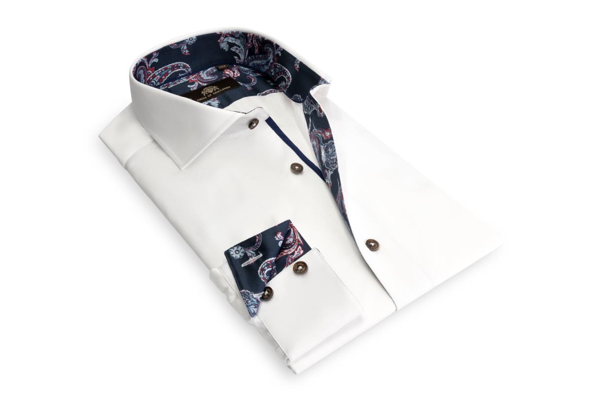 Circle of Gentlemen Jack effen overhemd met contrast details 100% co