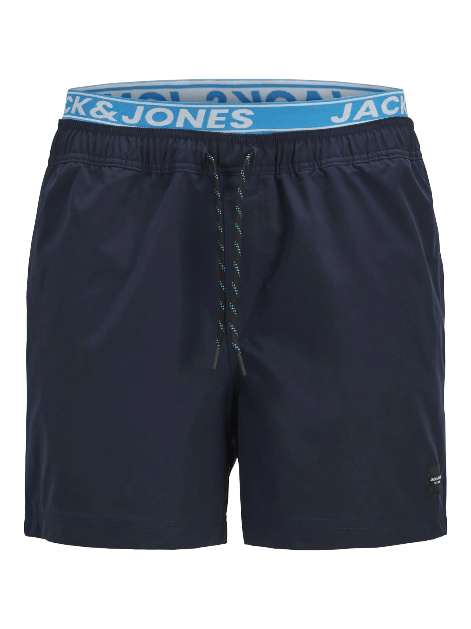 Jack & Jones Heren zwemshort jpstmaui neon dubbele waistband donkerblauw/lichtblauw