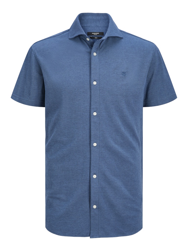 Jack & Jones jprblalance pique s/s shirt smu 12275652 chambray