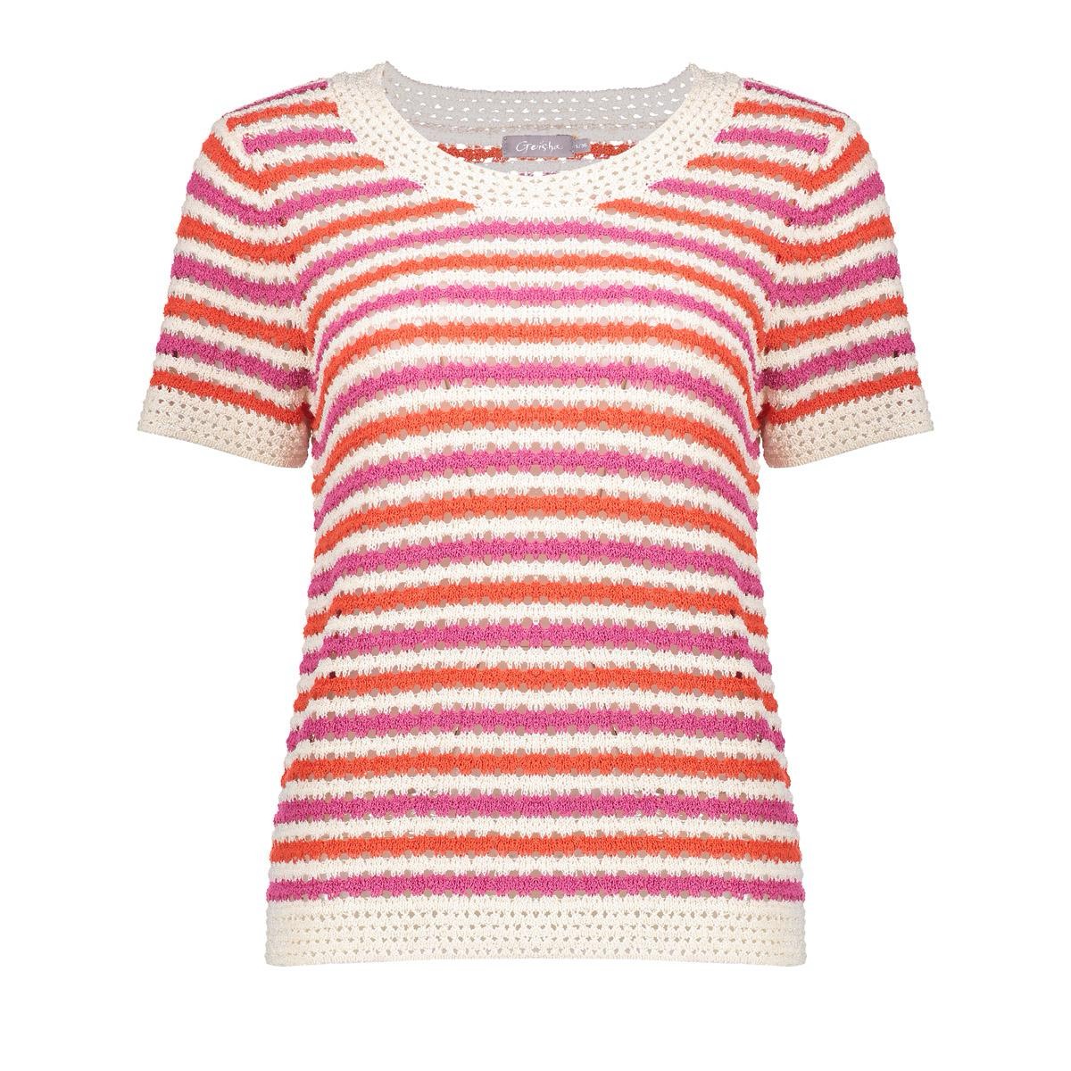 Geisha Top knitted short sleeves ecru dessin