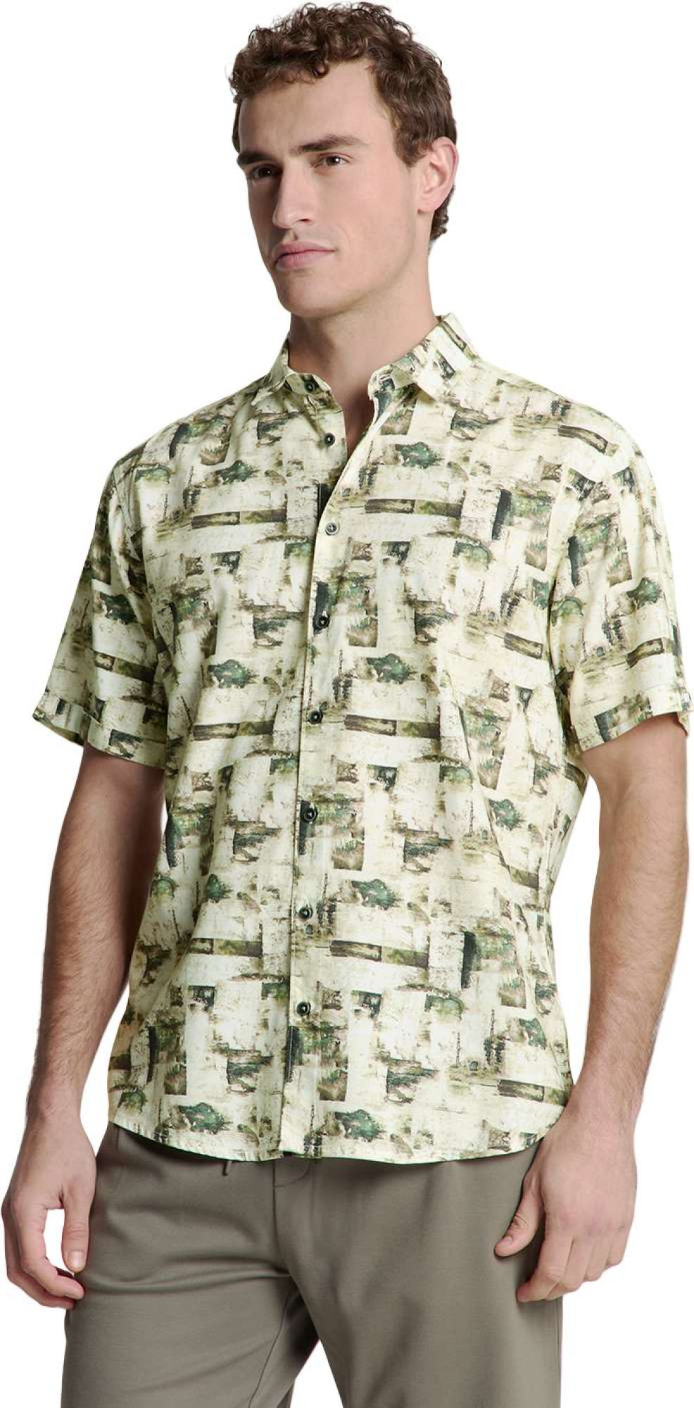 No Excess Shirt short sleeve allover printed green