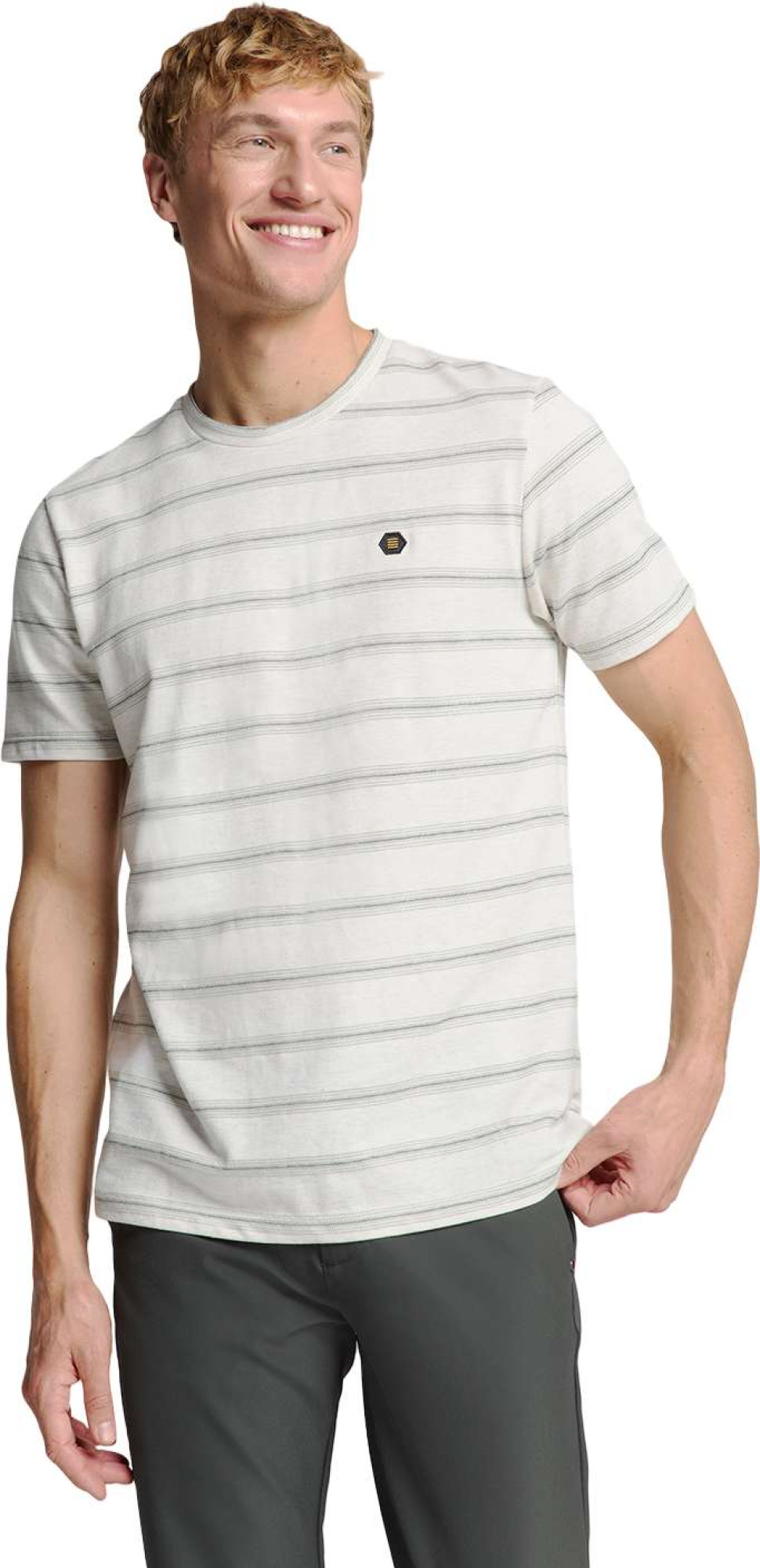 No Excess T-shirt crewneck jacquard stripe offwhite