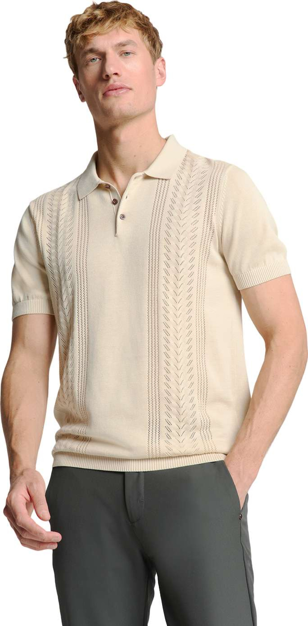 No Excess Pullover short sleeve polo solid pl sand
