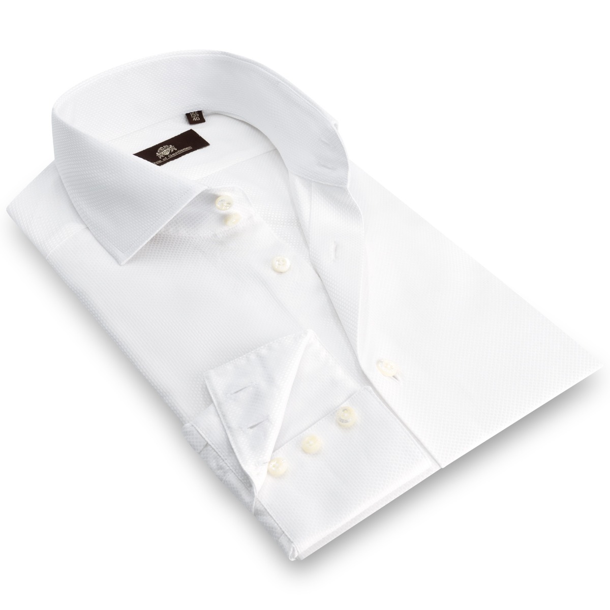Circle of Gentlemen Arnaud 2 knoops kraag, 3 knoops manchet, jacquard geweven shirt 100% co