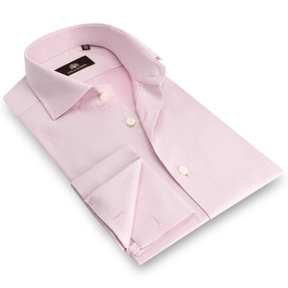 Circle of Gentlemen Atlas dubbele manchet, jacquard geweven shirt 100% co