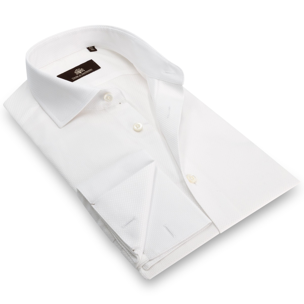 Circle of Gentlemen Alain dubbele manchet, jacquard geweven shirt 100% co